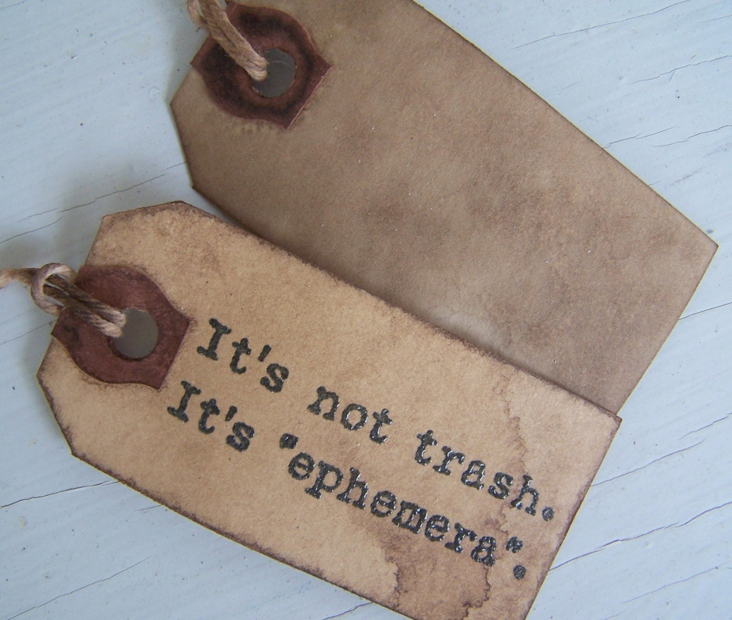Primitive Tags Stained Grubby Handstamped Ephemera by sweetlibertyprims on etsy