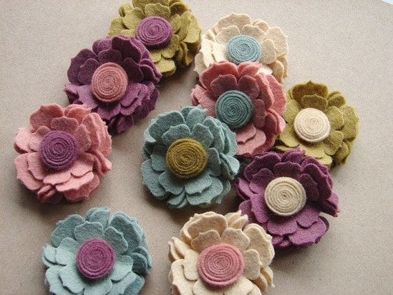 Wool Felt Flower - Cottage Blossoms- Dimensional Wool Felt Flowers