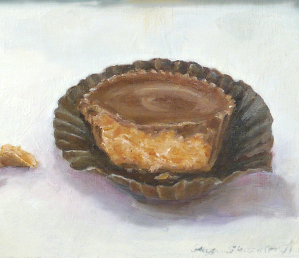 Peanut Butter Cup Original 8 x 10 Oil Painting Candy Art Still Life Wall Decor