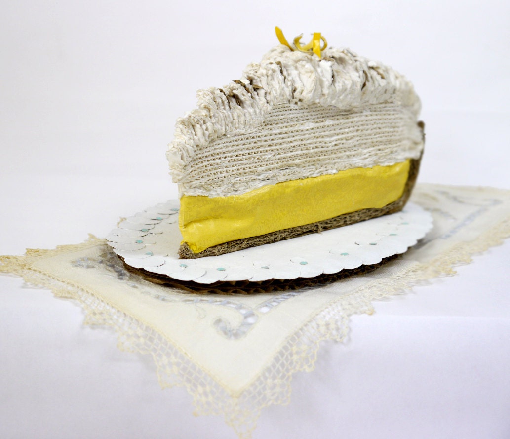 Reserved For Helen Lemon Meringue Pie Slice Recycled Sculpture
