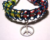 hemp bracelet hemp anklet rainbow peace sign hemp jewelry