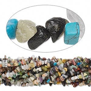 Bead, multi-gemstone (natural/D/MM), medium chip. stone bead 36 inch strand