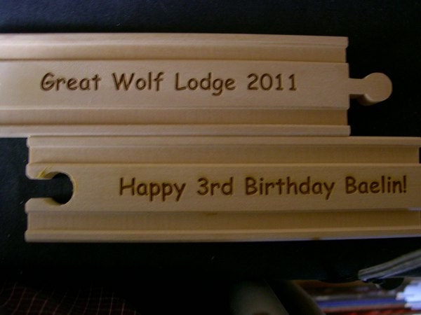 Personalized Wood Train Tracks - Laser Engraved