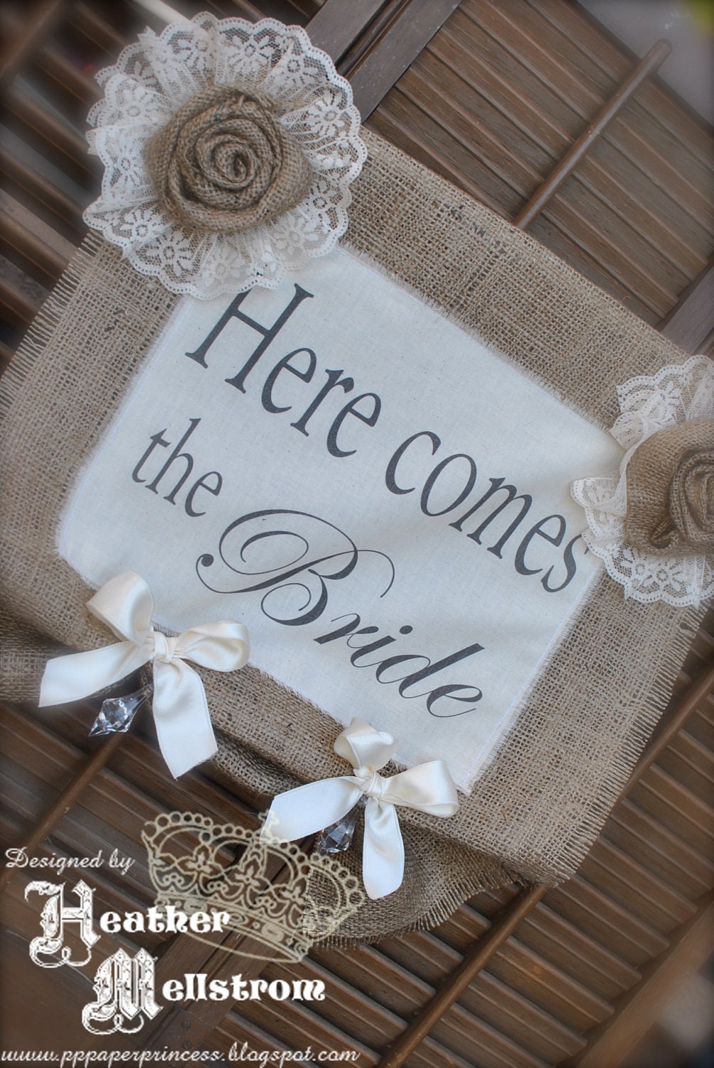 Here comes the bride burlap sign/banner, for flower girl or ring bearer Il_170x135