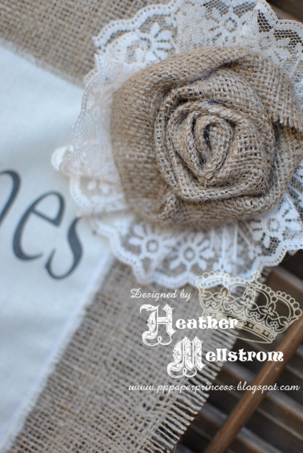 Double sided 'Here comes the bride' 'And they lived happily ever after' burlap sign/banner, for flower girl or ring bearer