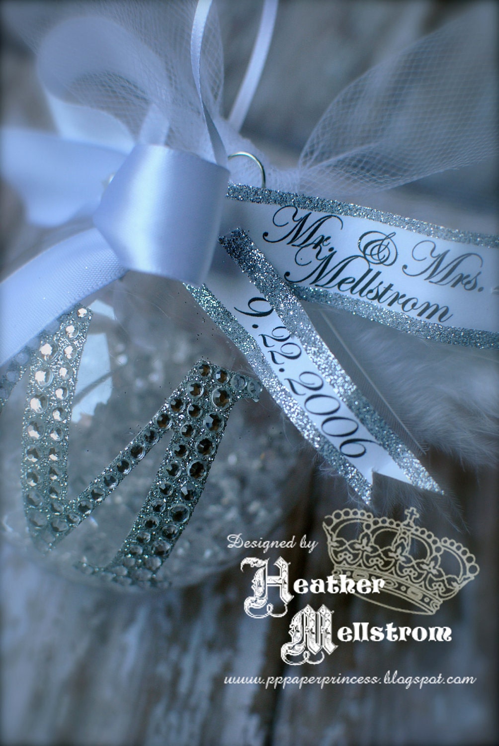 Rhinestone Monogram Christmas Ornament