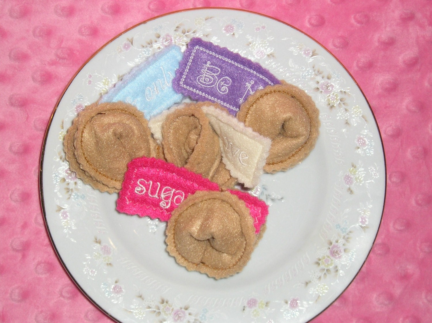 Pretend, Felt Play Food, Fortune Cookies play food set of 4 with tags