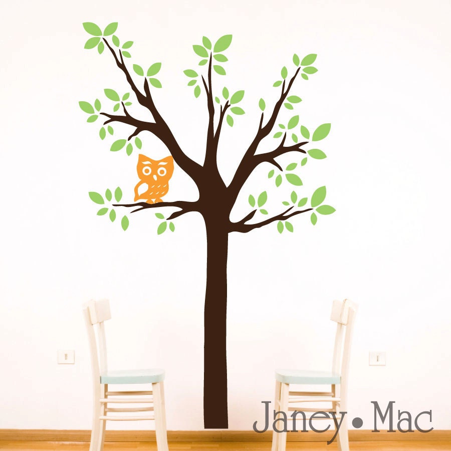 Tree Wall Decal with Owl - Large Oversized Wall Set - Children's Bedroom Nursery Vinyl Wall Decor Sticker - CT105