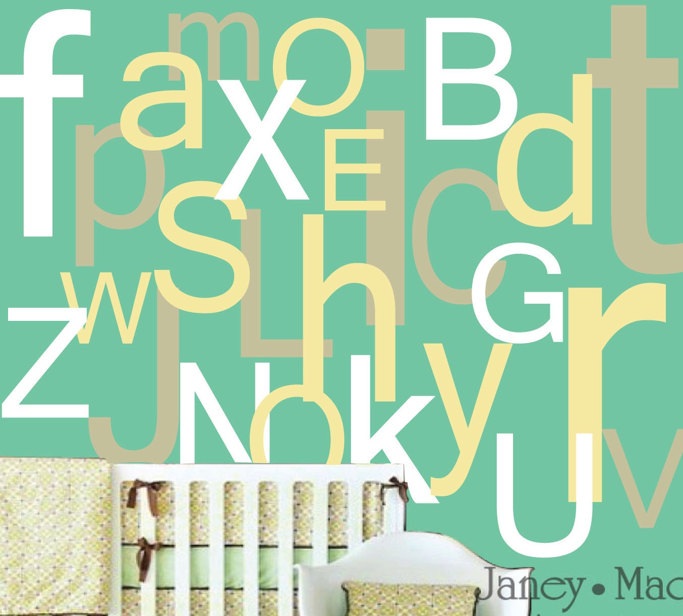 Nursery Wall Decal Large Alphabet - Extra Large Oversized A to Z - Vinyl Wall Art - Room Wall Decor Sticker - CL105B