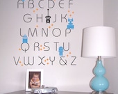 Robot Alphabet Childrens Wall Decal Set - Modern Robots Boy Bedroom Vinyl Wall Art Sticker - Nursery Wall Decor - CL108A