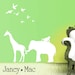 Elephant Giraffe Wall Decal - Zoo Line Safari Jungle Silhouette - Vinyl Wall Art Room Decor - Children's Bedroom Nursery - CA112B