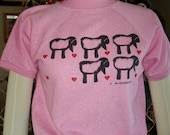 Pink Short Sleeved Sweatshirt With Lambs Ewes Sheep Size Medium