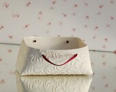 Porcelain textured bag (small container). Sugar bag vessel. Designed and crafted by Wapa Studio.