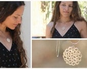 Gardenia - porcelain and  sterling silver necklace. White ceramic pendant. Handmade jewelry. Designed and created by Wapa Studio.