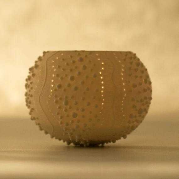 Porcelain Tea light Delight. Candle Holder N.2. Ceramic urchin. Designed and crafted by Wapa Studio.