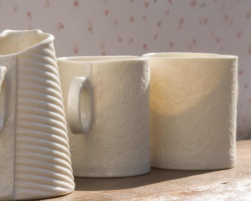 Reserved for natashalouise82. 2 Cappuccino Mugs . Porcelain by Wapa Studio.
