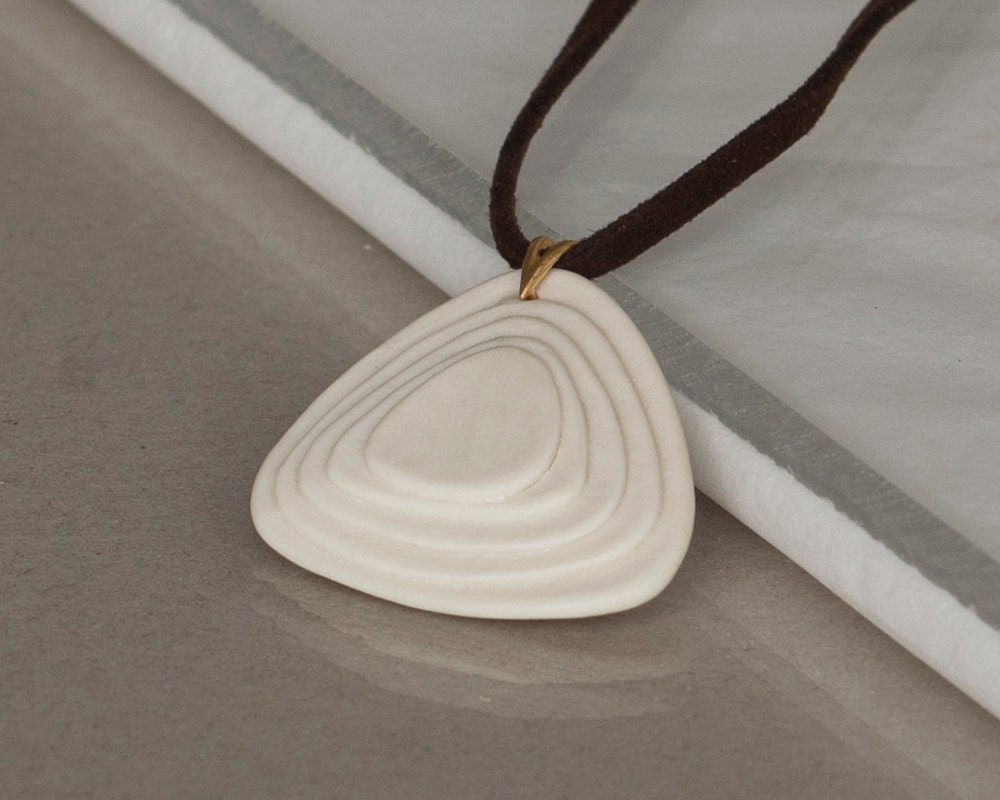 porcelain & suede topography necklace - Dune. ON SALE, 20% off . Designed and crafted by Wapa Studio.