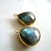 ONE---Large Blue Fire Labradorite Vermeil Faceted Heart Pendant