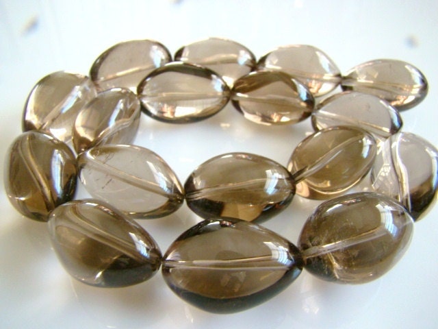 1/2 STRAND--Light Smoky Quartz Smooth Oval Nuggets