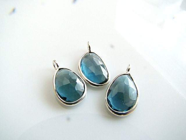 One-- London Blue Topaz Faceted Sterling Silver Pendant/Charm