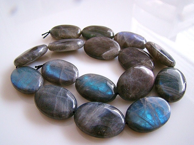 1/2 Strand--Extreme Blue Fire Labradorite Smooth Oval Nuggets