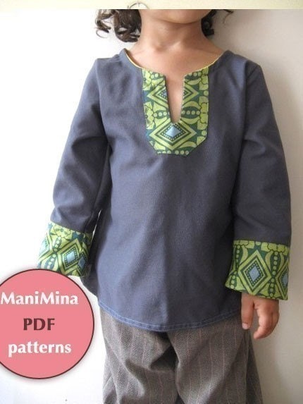 Fall boy/girl tunic 2T to 6T - Easy sewing and printing system-