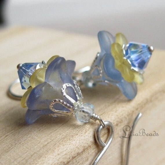 Sunny skies - Topaz Gemstone, Swarovski and sterling silver flower earrings