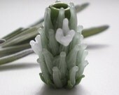 Baby Blooming Lavender Glass Bead in Green and White with Summer Blooms and French Lavender Sachet Buds
