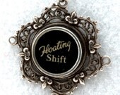 Fleur de Lys Typewriter Key Pendant - Floating Shift Key - Vintage with Jewlery box