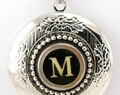 Women's Locket - Typewriter Key Locket with Necklace - Initial M - Jewelry Box 