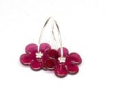 Flower Disc Lampwork Glass Bead Earrings Sterling Silver Berry Pink Handmade Made to Order