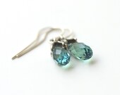 Dainty Green Crystal Bead Sterling Silver Pierced Earrings Handmade