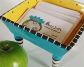 business card Dish w/ striped legs
