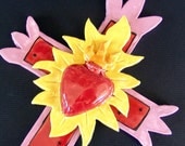 sacred heart ceramic cross