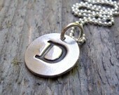 Alpha...Custom Monogram Initial Pendant Necklace PMC Fine Silver