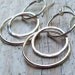 Fine Silver Hoop Dangle Earrings - Sterling Silver Hammered Open Circles