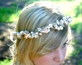 MERMAIDs delight shell pearl and moss circlet or head wreath crown. - naturallyinspired