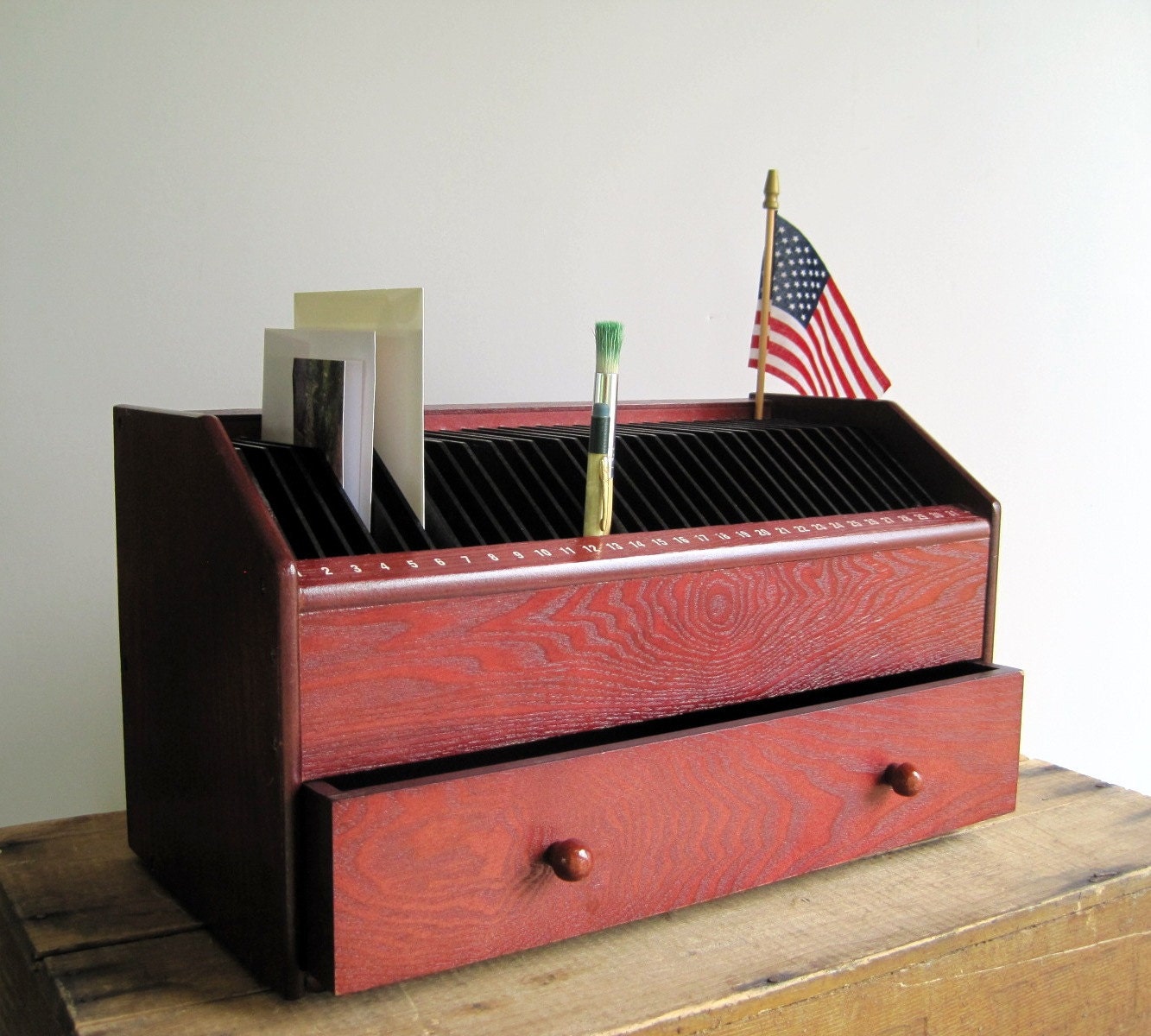 Mid Century Vintage Desktop Mail Sorter Bill by BirdinHandVTG