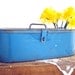 Vintage Robins Egg Blue Large Oval Toolbox Planter