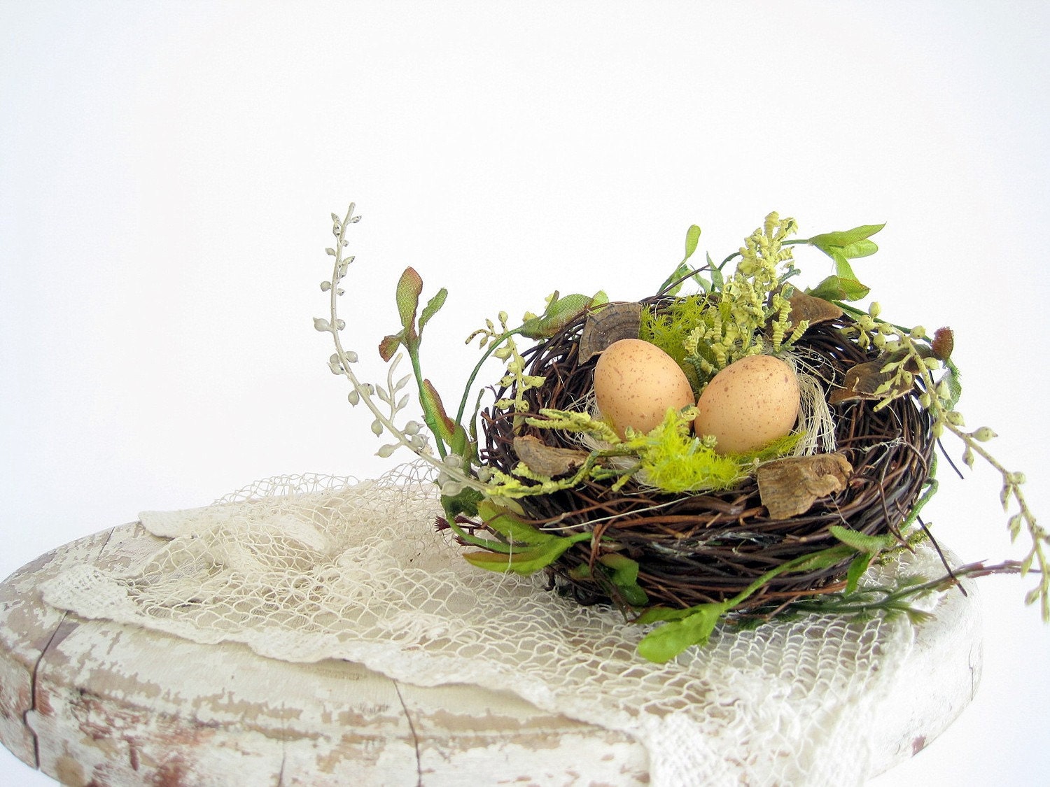 CUSTOM FOR ANGIE Decorative Bird Nest Wedding Nest with Eggs / Spring Home Decor