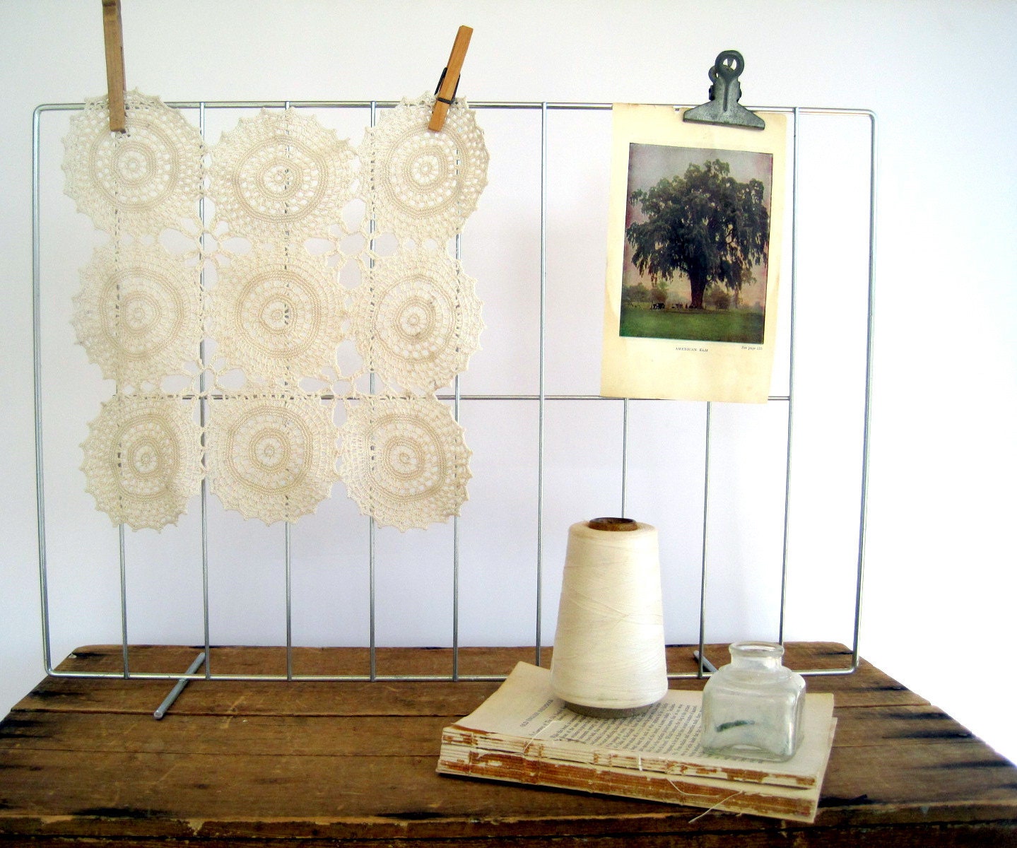 Vintage Industrial Decor Stand Memo Board Upcycled Display