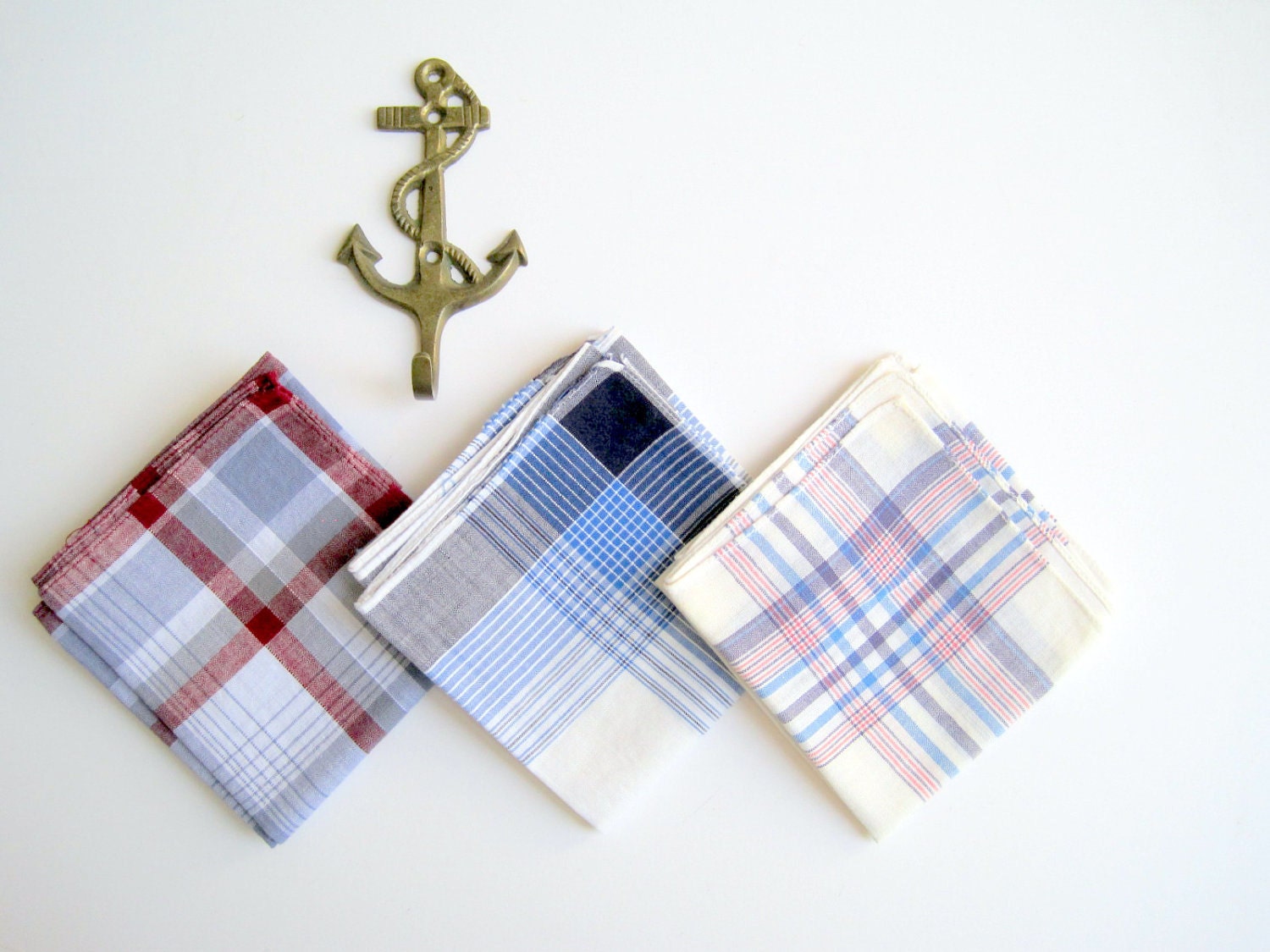 Vintage Mens Summer Handkerchiefs Plaid