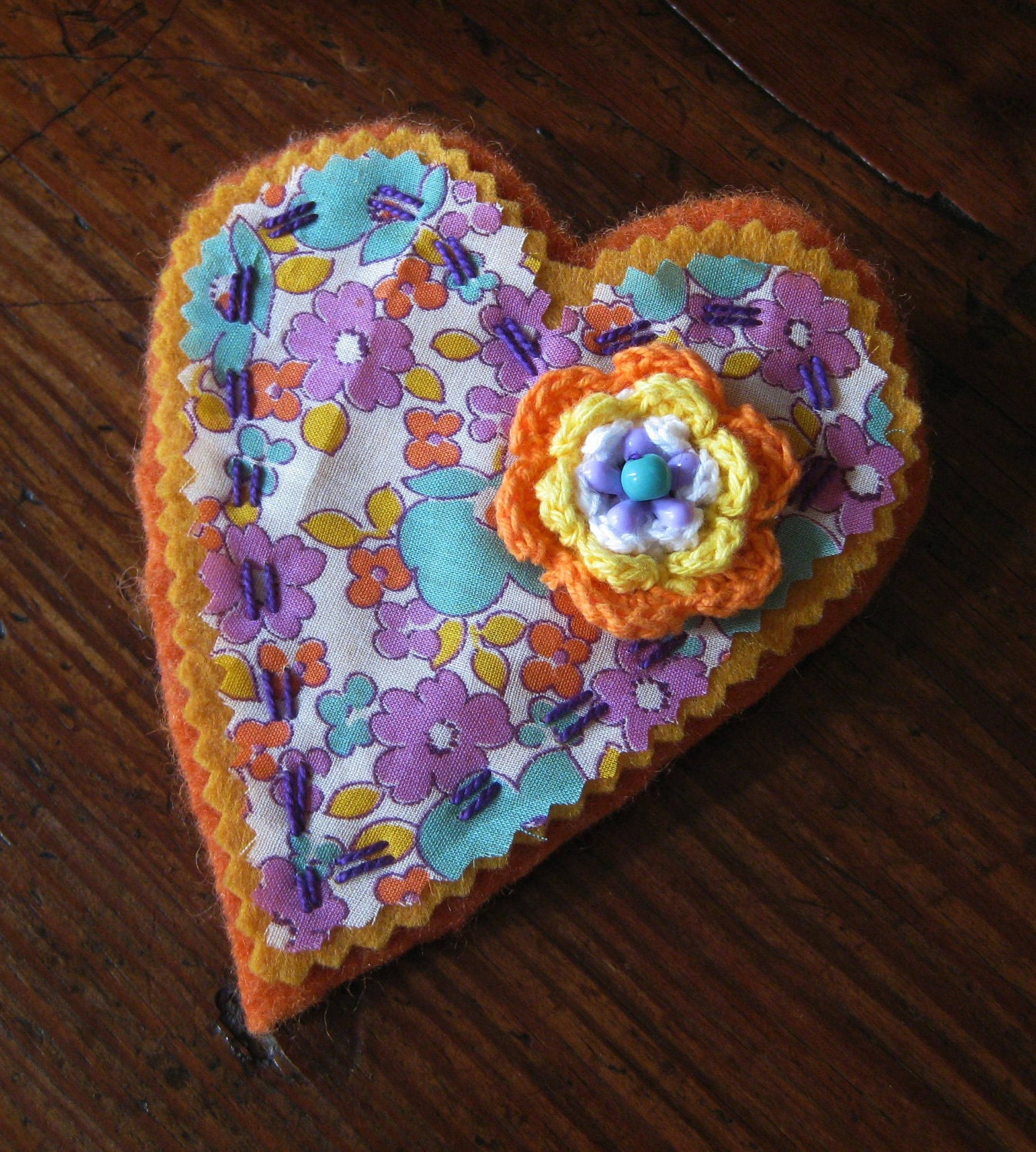 Retro Love - Collage Heart Brooch