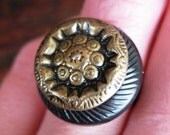 Vintage Metal Button "Western Gold" Ring