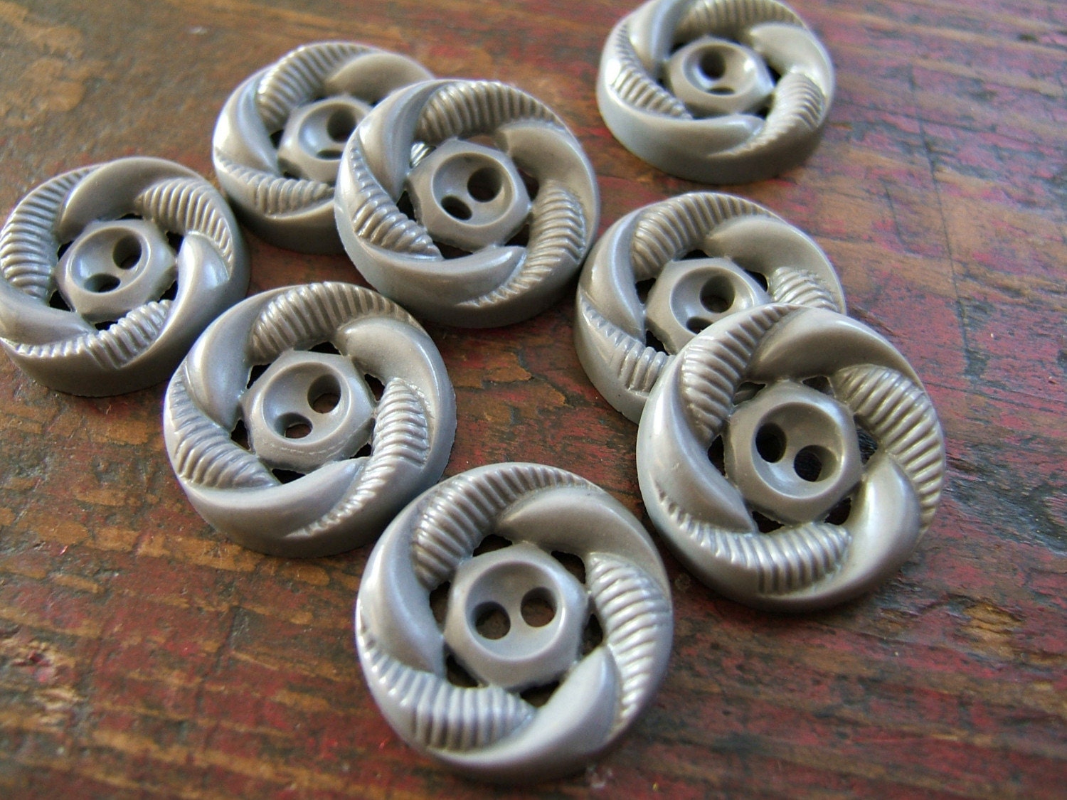 Vintage Gray Twisted Buttons, set of 8
