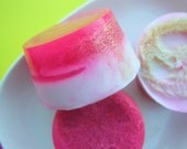 Loofah Soap - Rockin Star Button Soap - All Natural Glycerin - Hot Pink Glitter - Great Gift For Teen Girls too