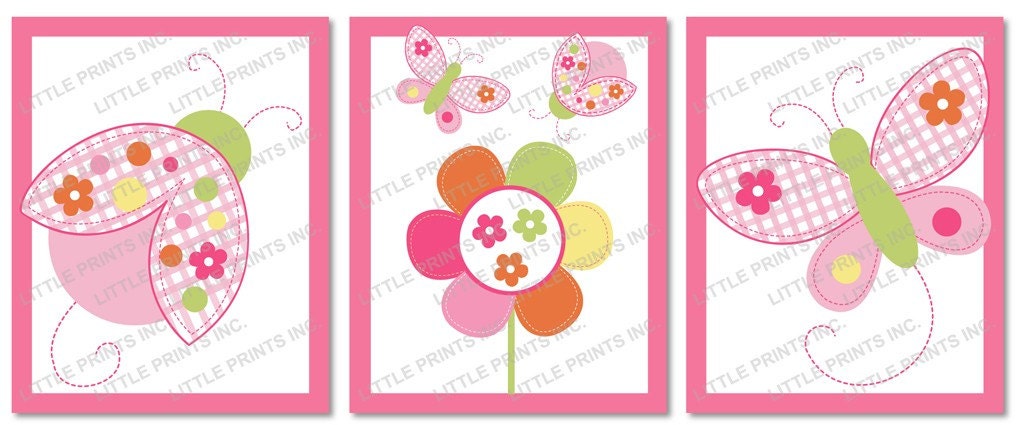 Pink Ladybug Butterfly Garden Printable Nursery Wall Art Insant Download Il_570xn