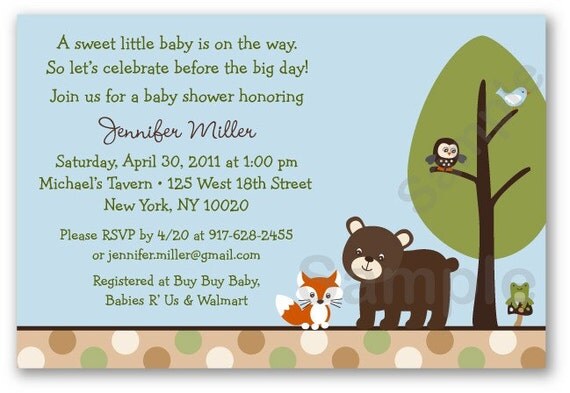 Forest Friends Forest Animal Printable Baby Shower Invitation Il_570xn