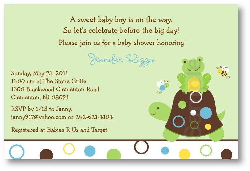 Frog Turtle Baby Shower Invitation Printable