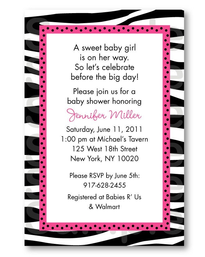 Zebra Print Baby Shower Invitation Printable